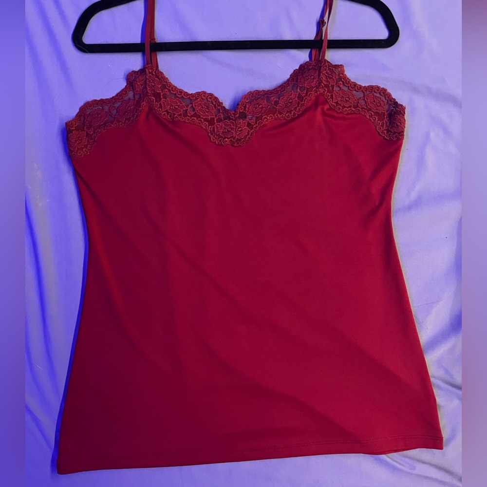 Red lace cami top - Picture 2 of 5
